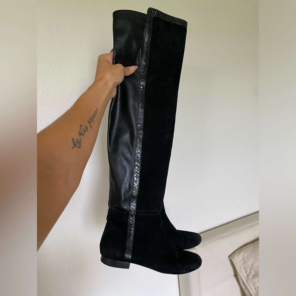 Vince Camuto | Filtra Over The Knee Leather Suede Black Boots